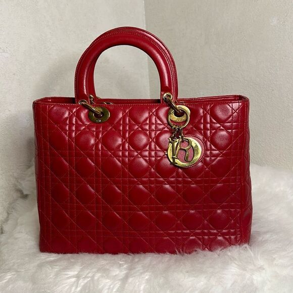 Dior Handbags - 💯Authentic CHRISTIAN DIOR
Lambskin Cannage Large Lady Dior🍀